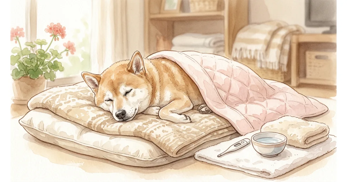 終末期の老犬が安らかに休む様子