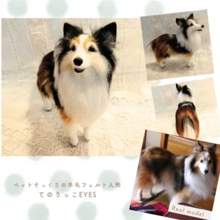 つぶらな瞳のシェルティちゃん、羊毛フェルト人形てのりっこCUTE